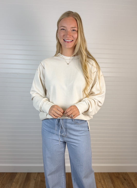 Acid Washed Exposed Seam Pullover (2 colors)