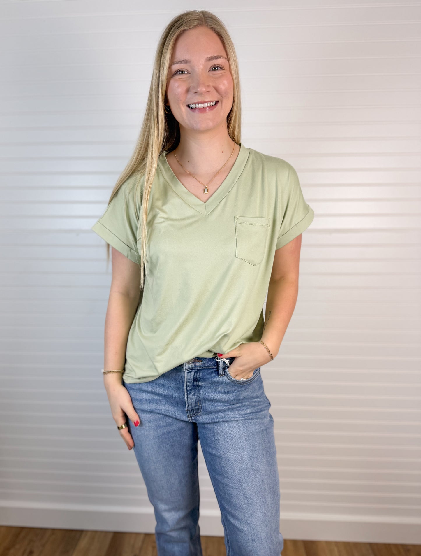 Butter Soft Pocket V-Neck Top (5 colors)