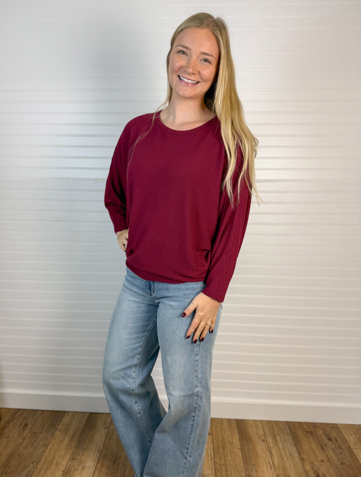 Lightweight Ribbed Dolman Top (2 colors)