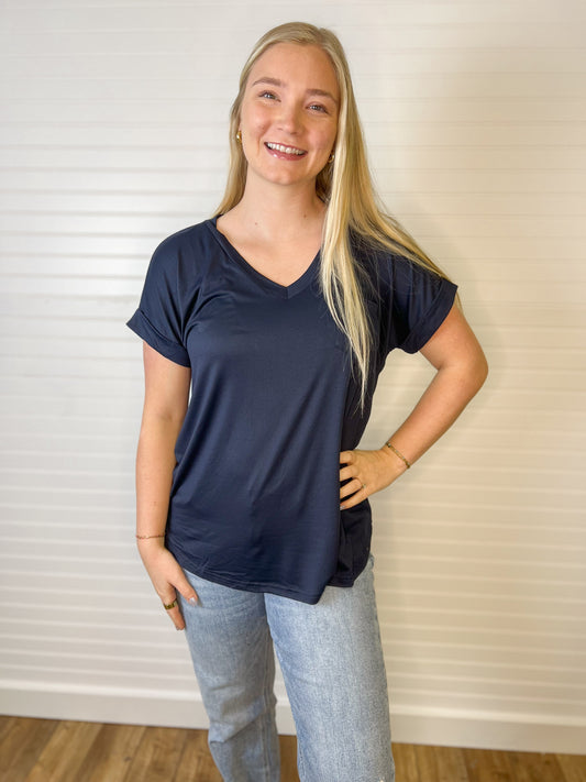 Butter Soft Pocket V-Neck Top (5 colors)