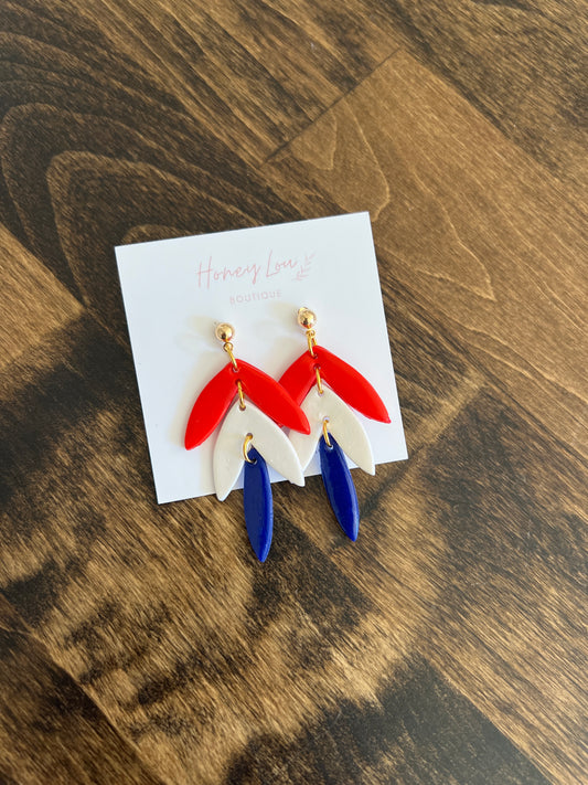 Tiered America Clay Earrings