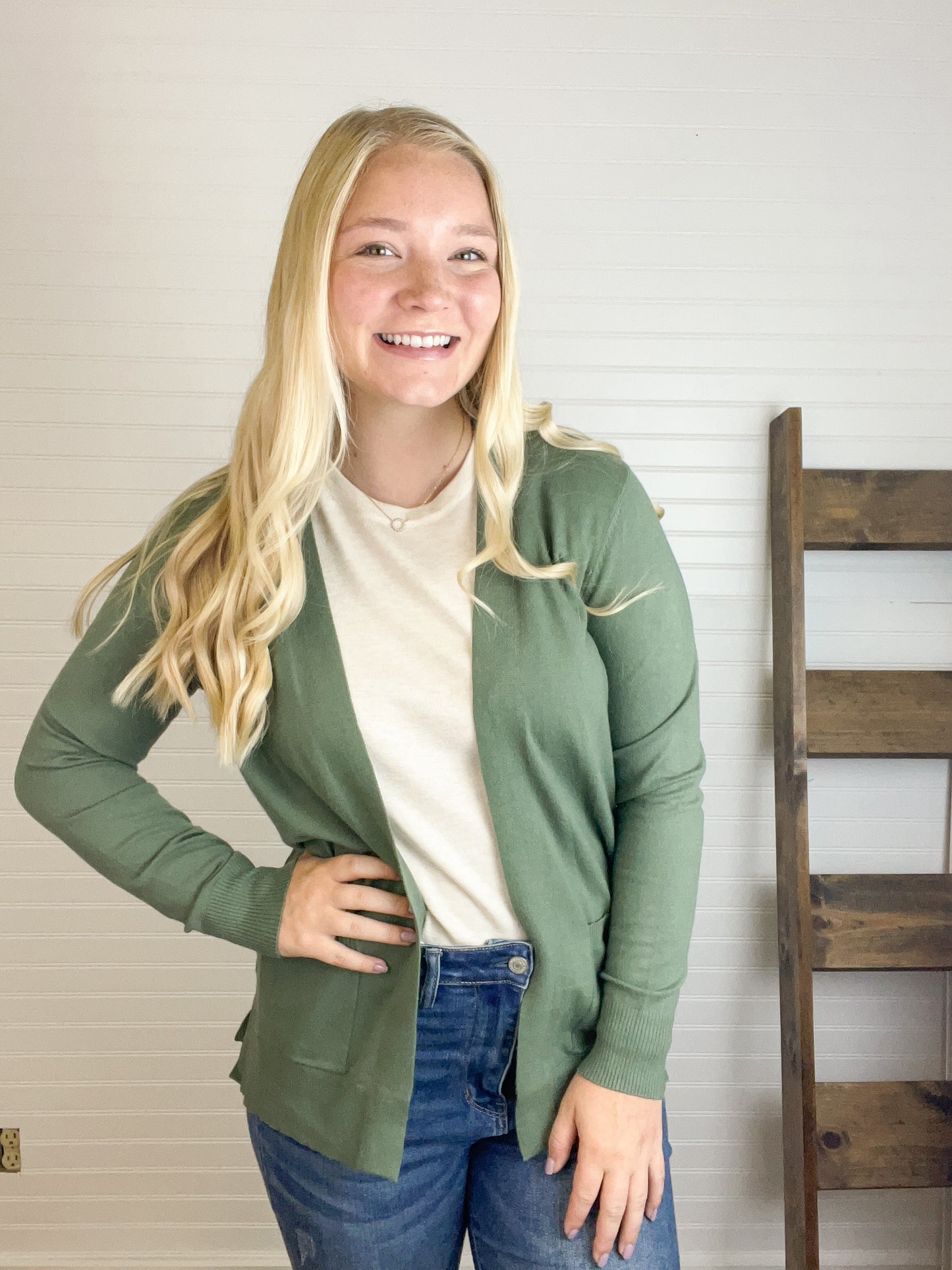 Basic Pocket Cardigan - Kale