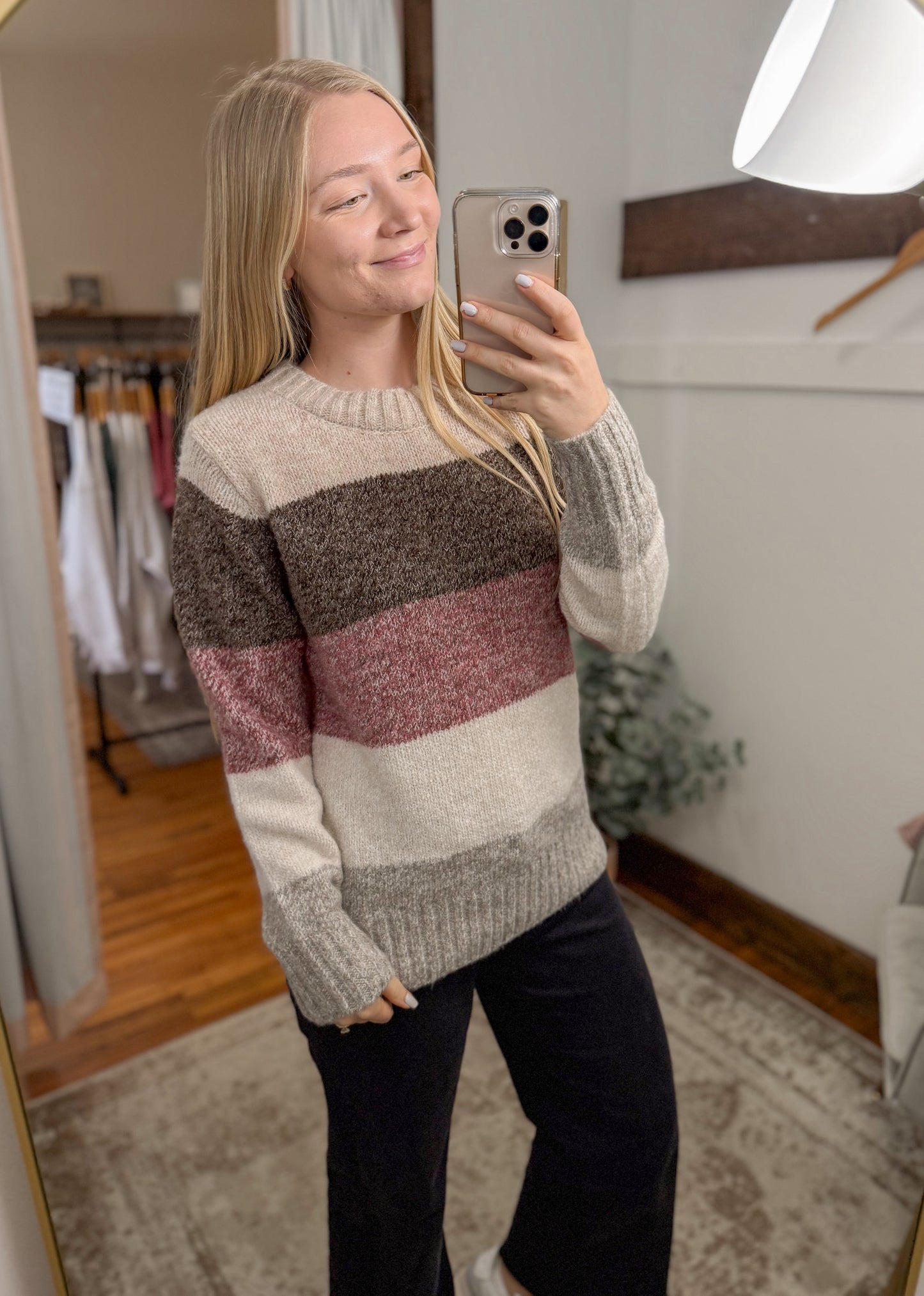 Textured Yarn Color Block Sweater