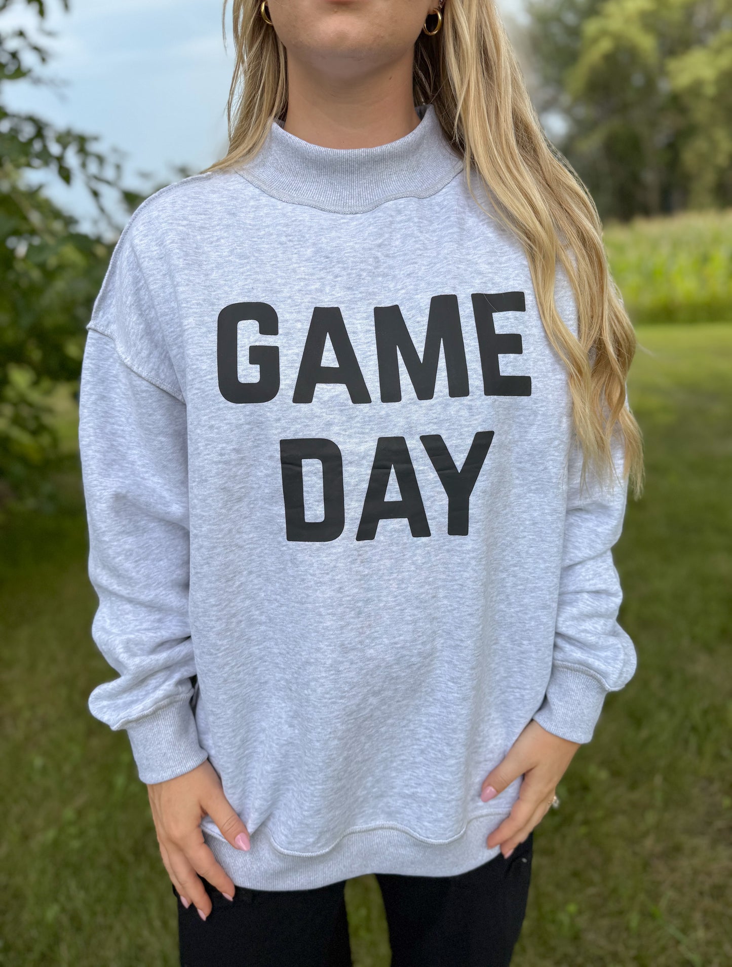 Game Day/Sunday Funday Reversible Sweatshirt - Grey