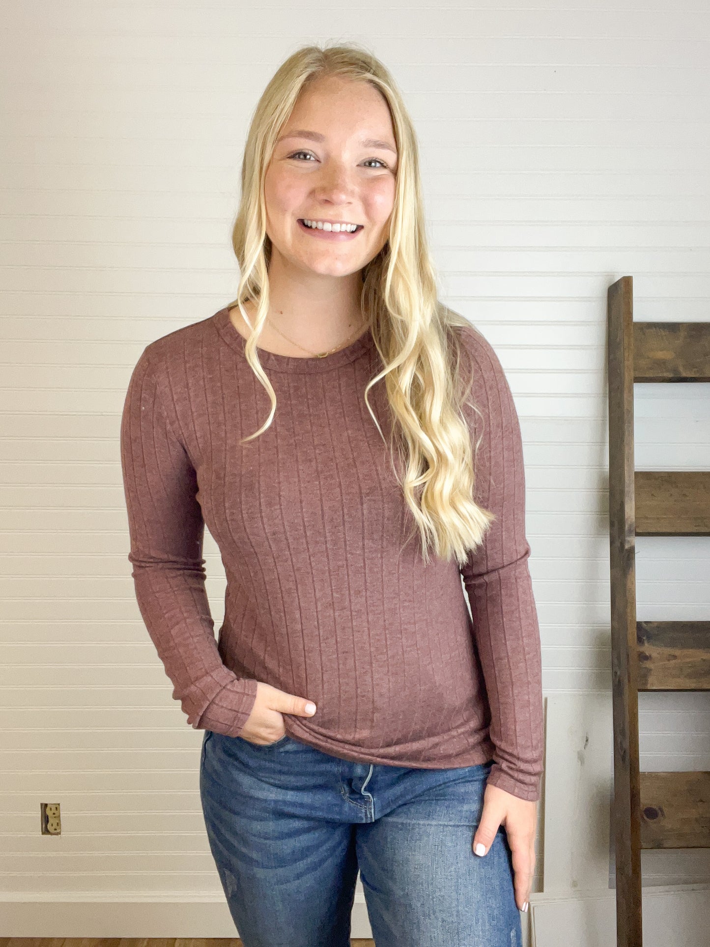 Wide Ribbed Long Sleeve - Wine