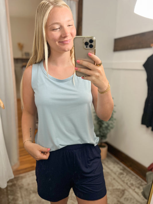 Smooth Round Neck Tank - Light Blue