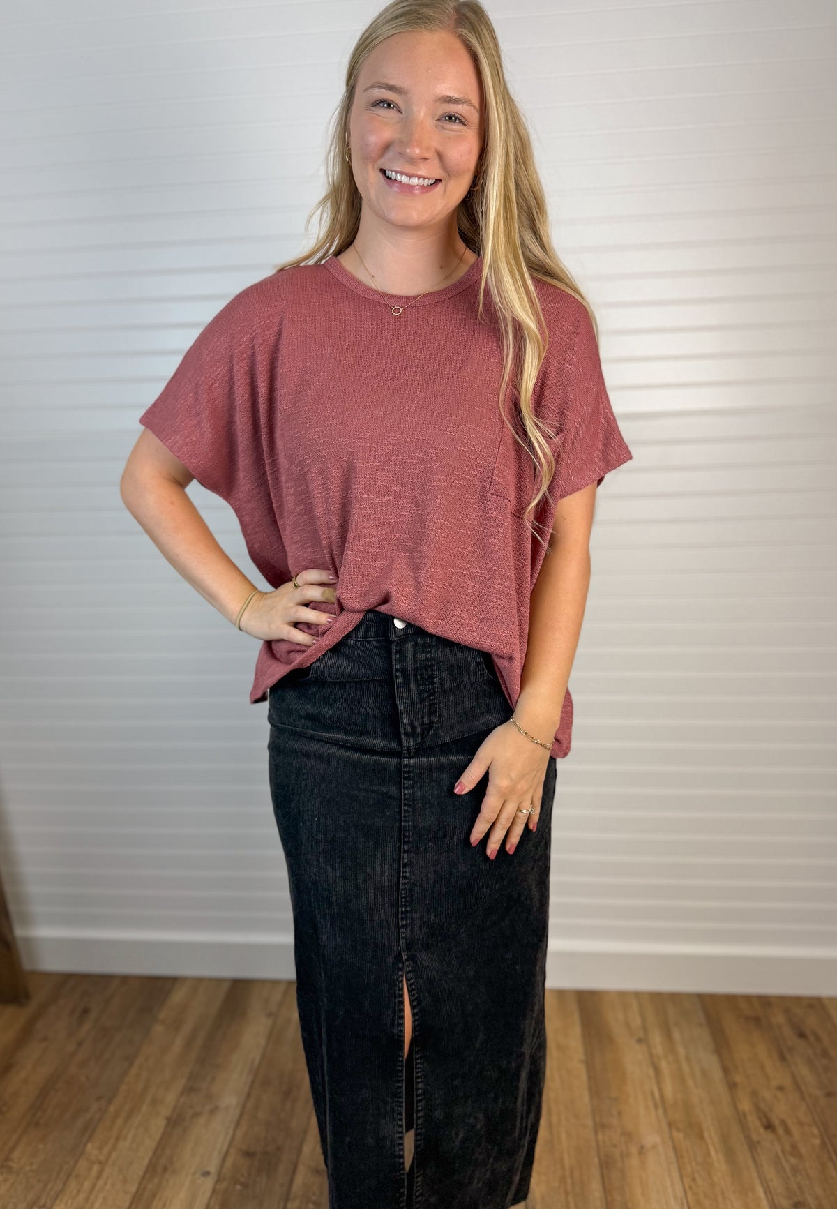 Oversized Slub Pocket Top (2 colors)