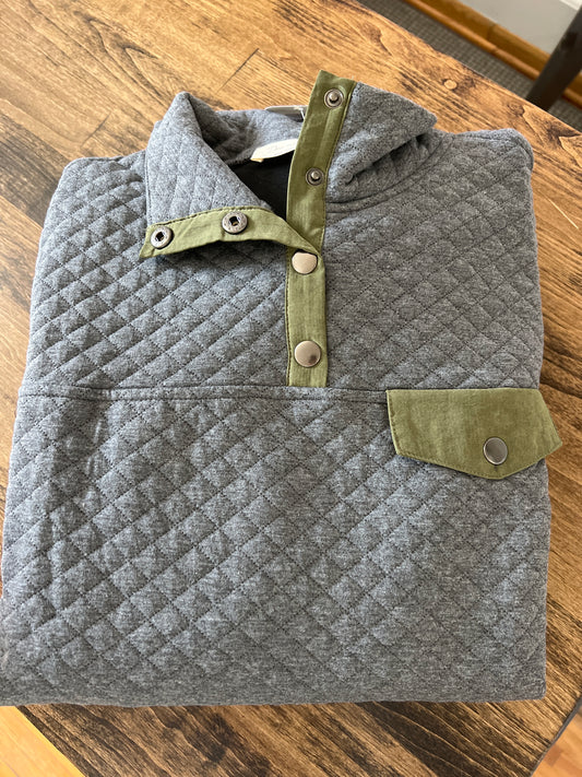 Buttoned Quilted Pullover (2 colors)