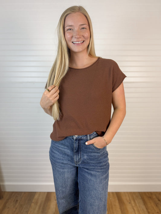 Relaxed Fit Short Sleeve Sweater (2 colors)