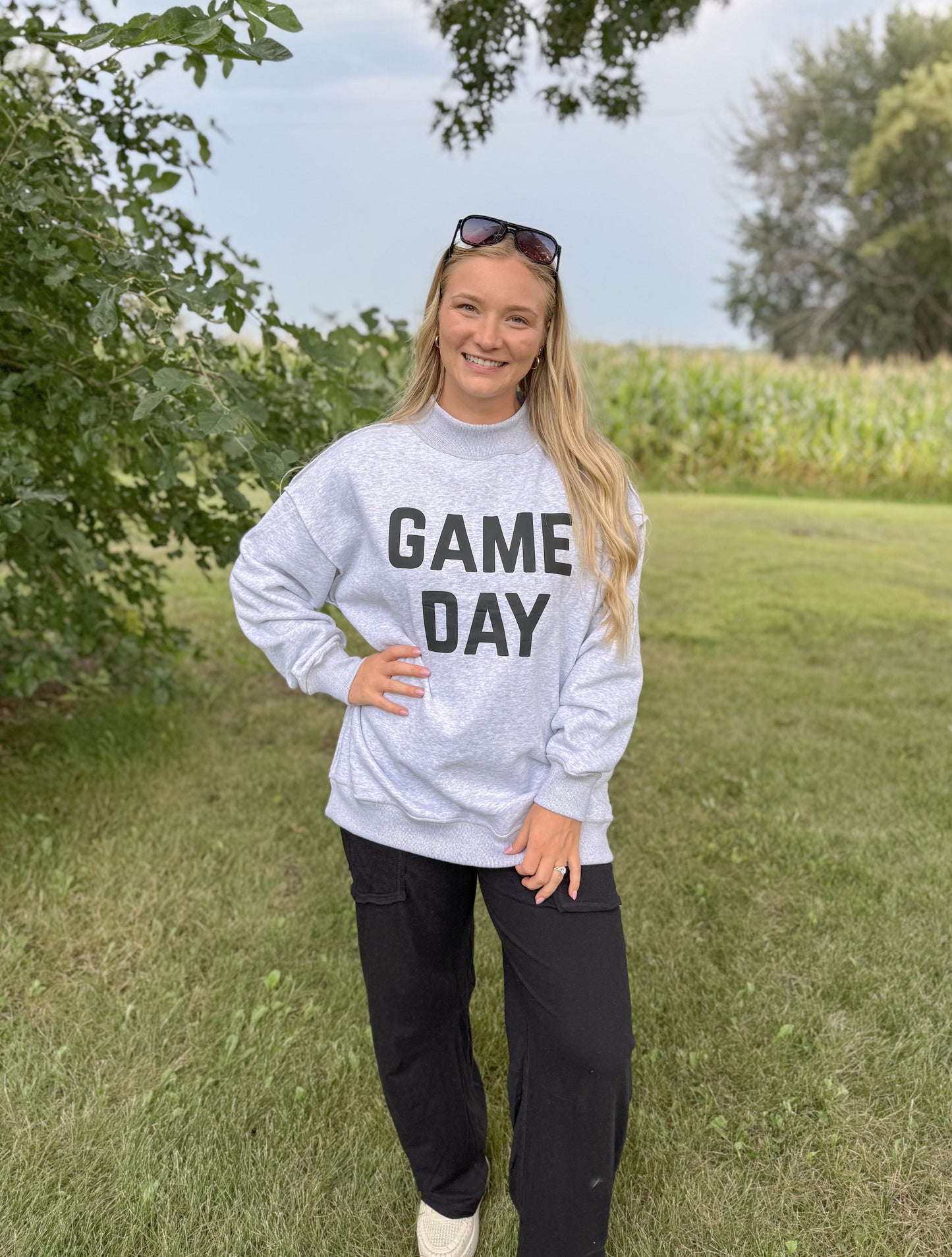 Game Day/Sunday Funday Reversible Sweatshirt - Grey