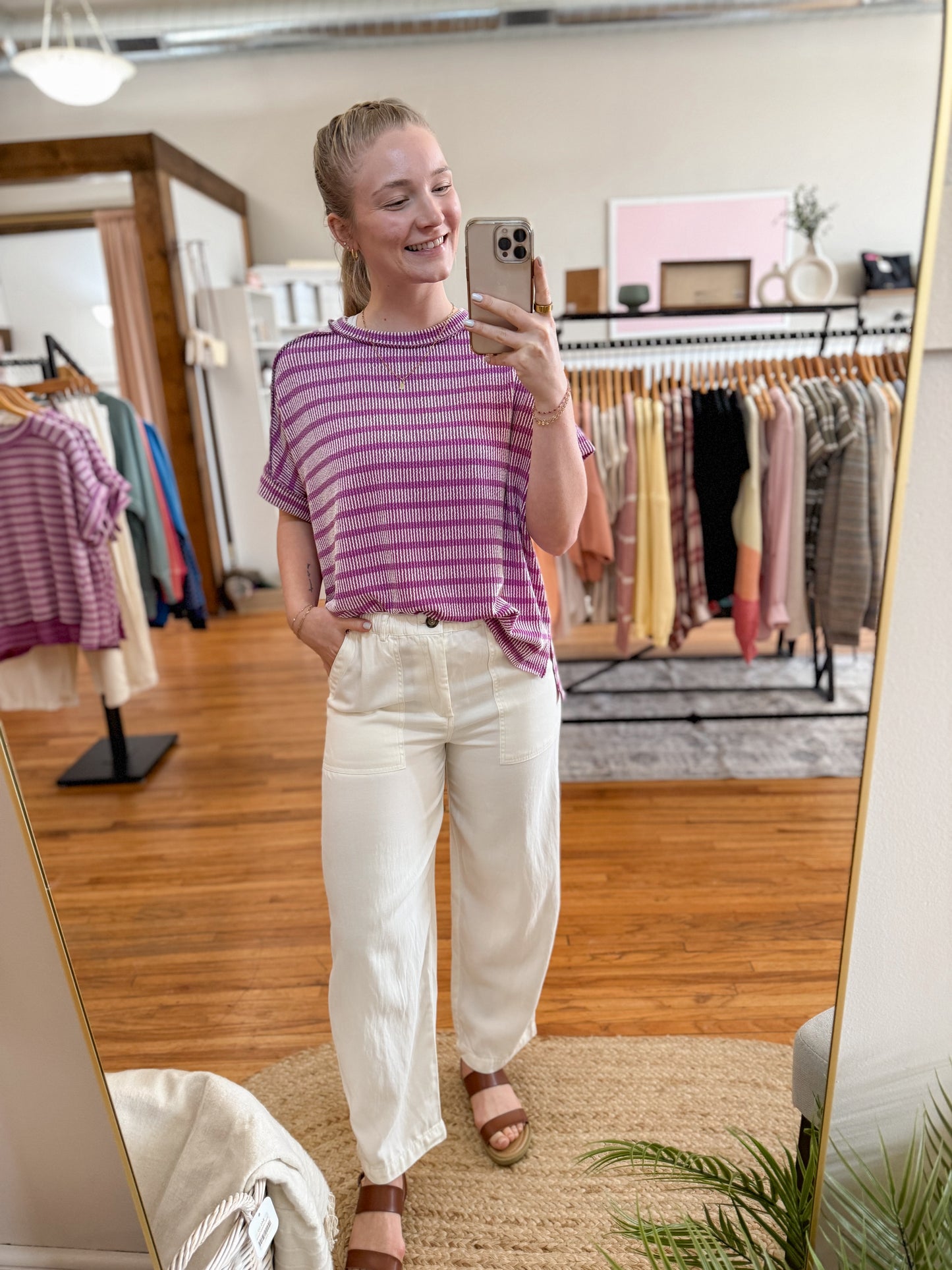 Tencel Linen Barrel Tapered Pants - Ivory