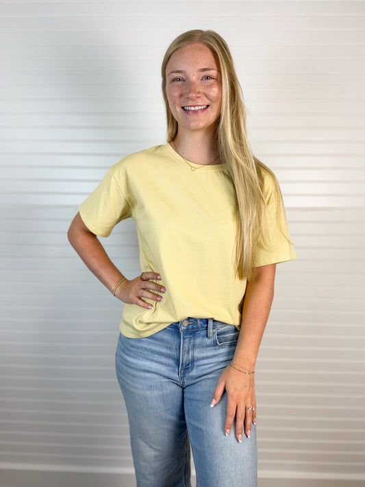 Cotton Jersey Boxy Tee - Dusty Yellow
