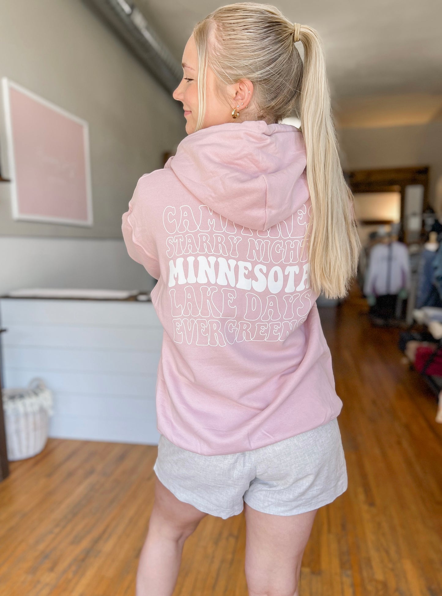 Campfire MN Hoodie - Dusty Rose