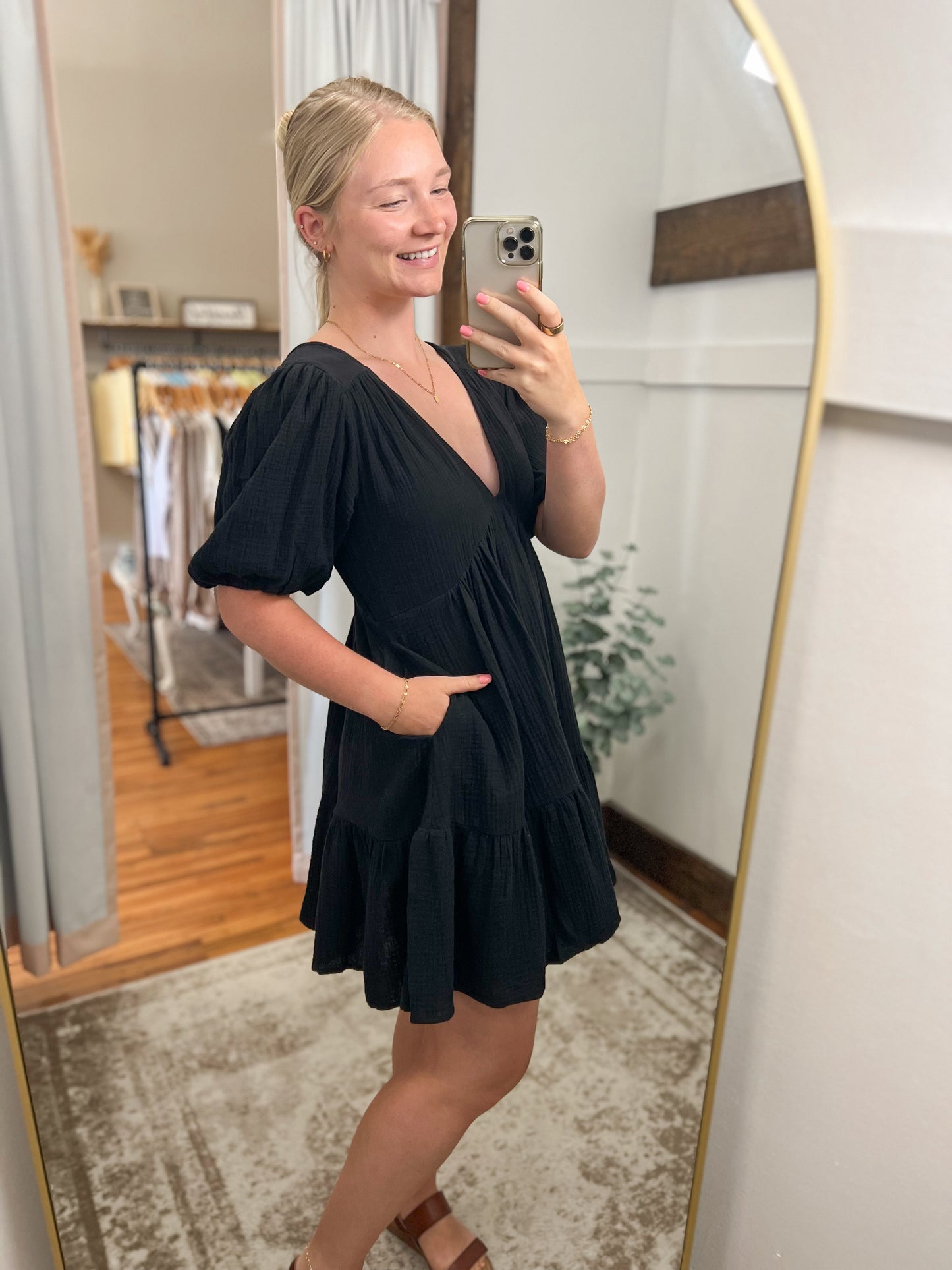 Penny Tiered Mini Dress - Black