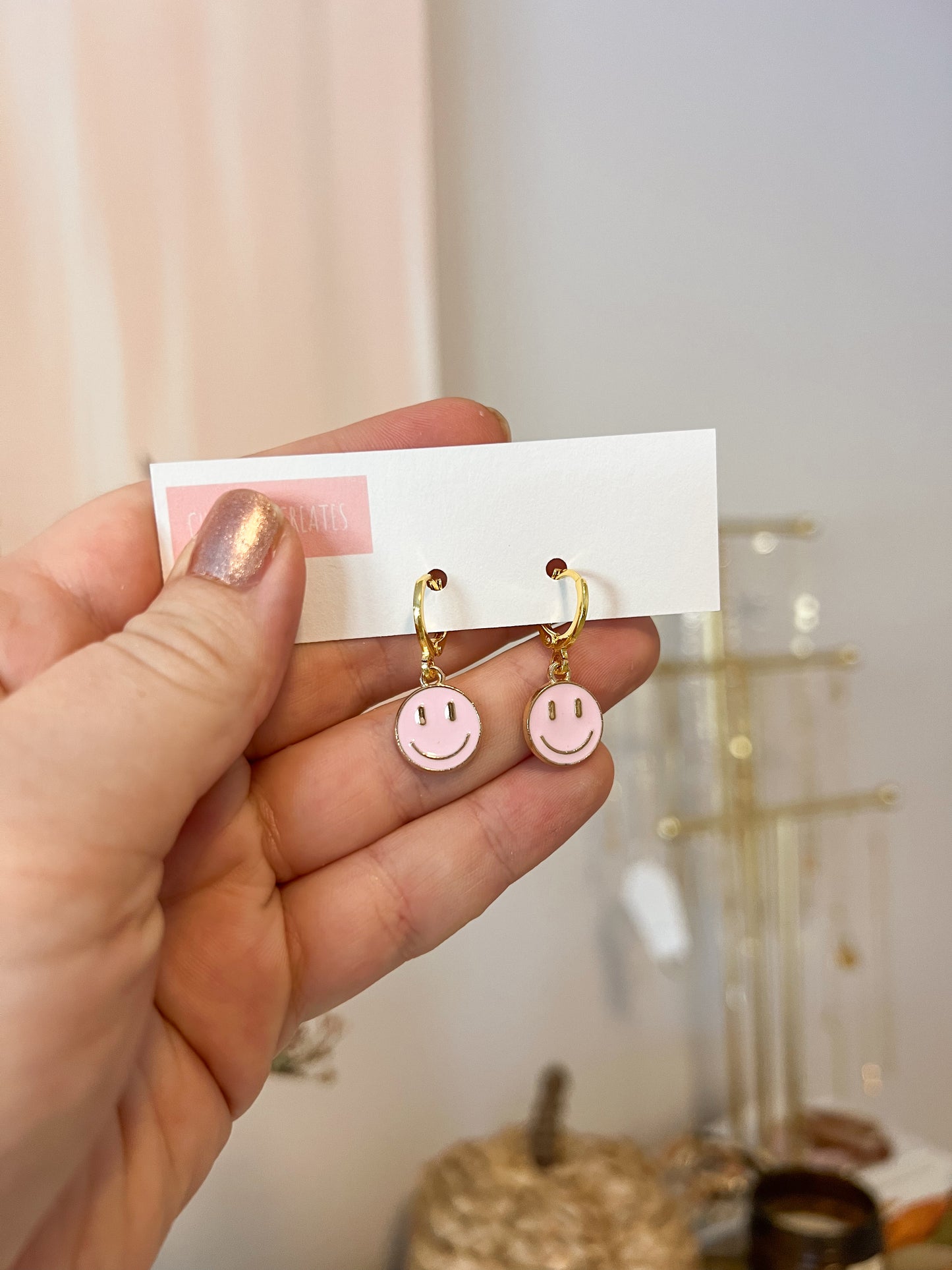 Smiley Huggie Earrings (8 colors)