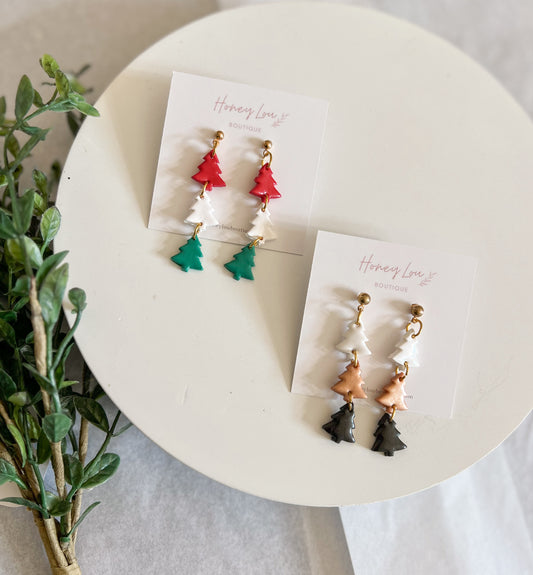 Tree Tiered Clay Earrings (2 colors)