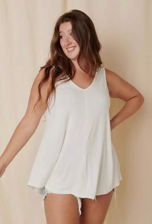 PLUS Bamboo V-Neck Tank - Ivory