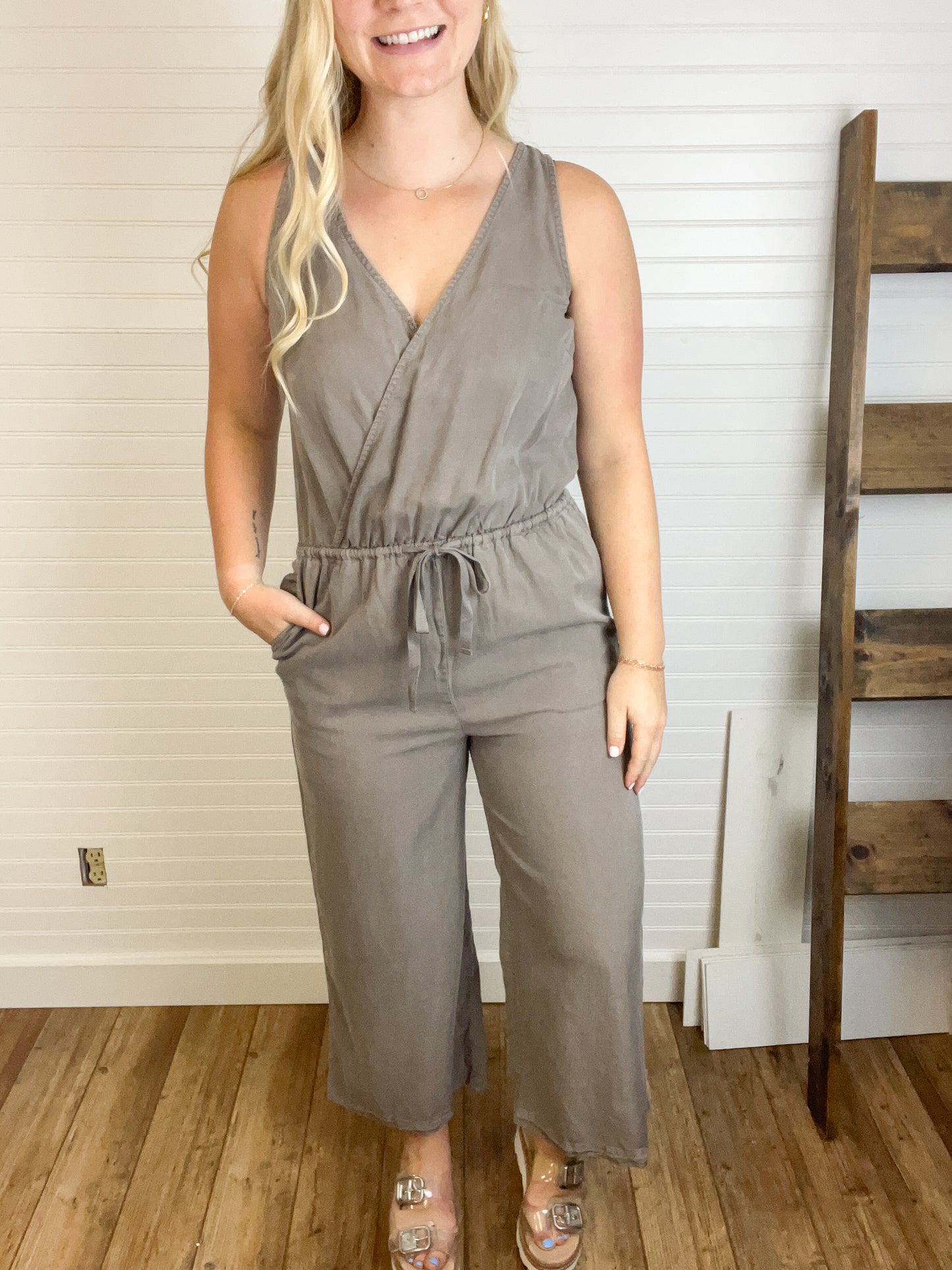 Tencel Wrap Jumpsuit - Earth Grey