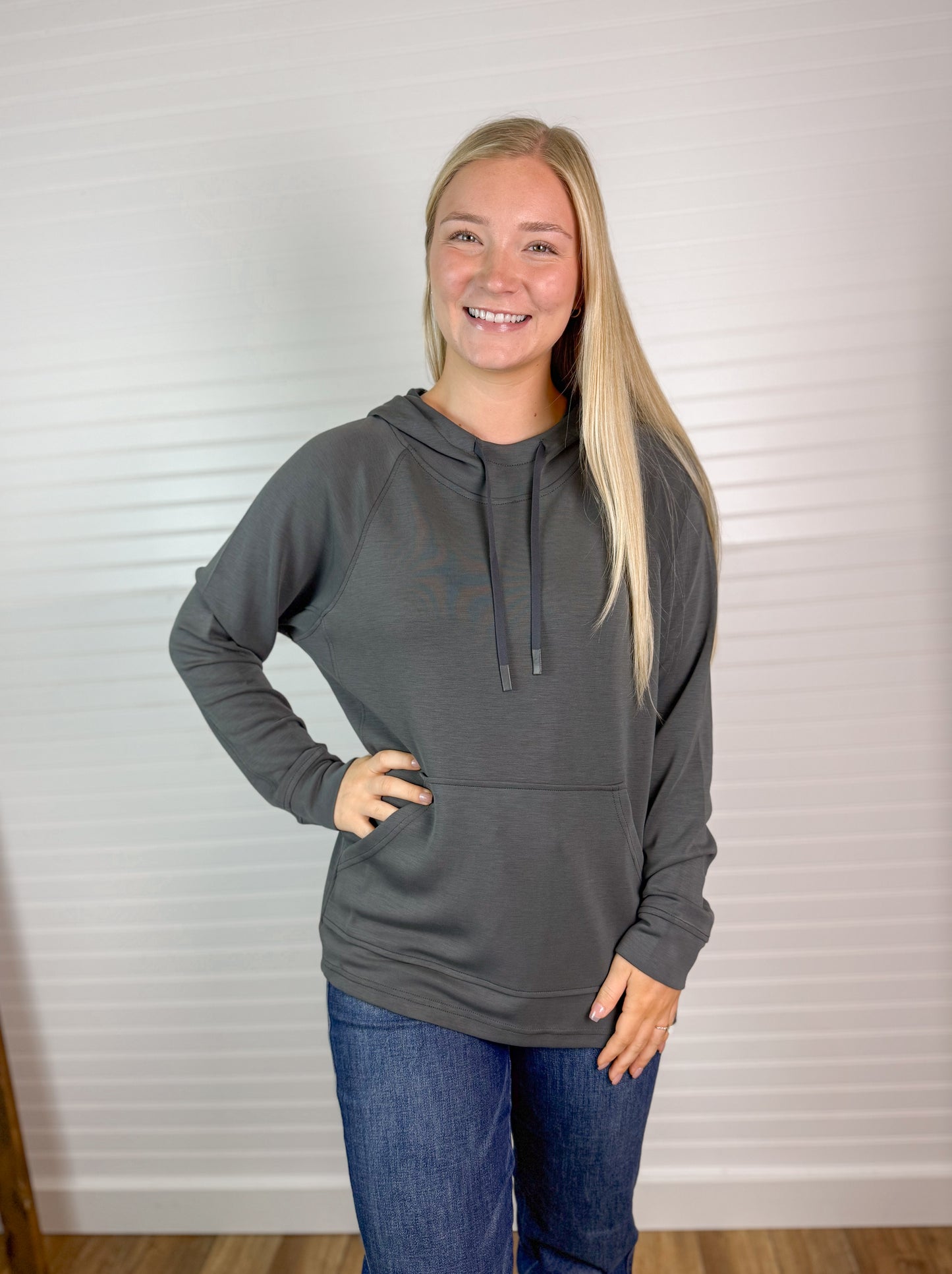 Scuba Side Slit Hoodie - Ash Grey