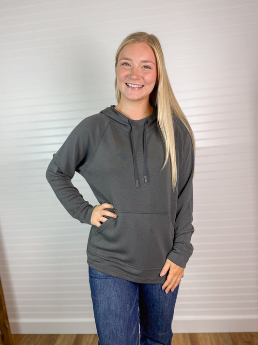 Scuba Side Slit Hoodie - Ash Grey