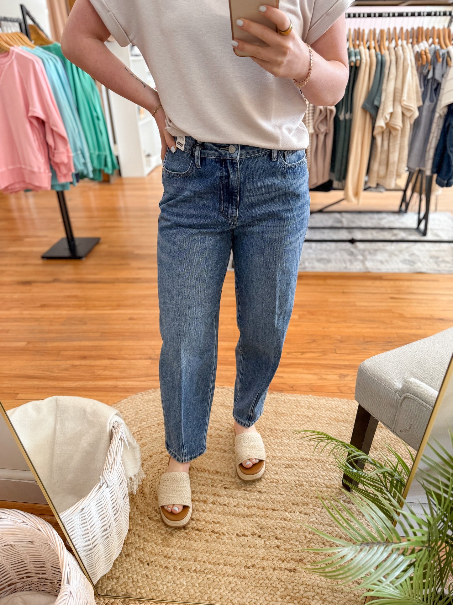 High Rise Barrel Rigid Denim Jeans