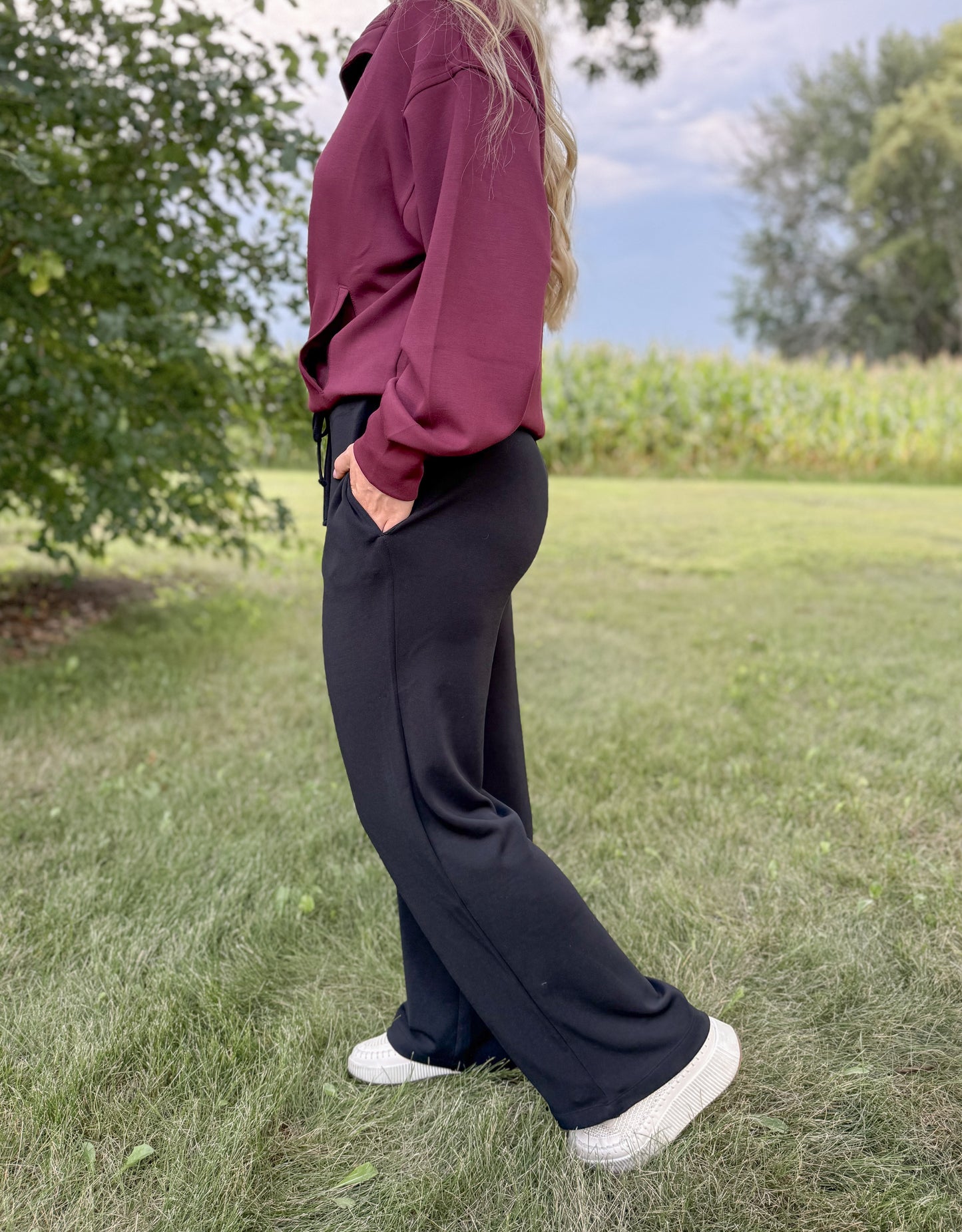 Scuba Wide Leg Pants - Black