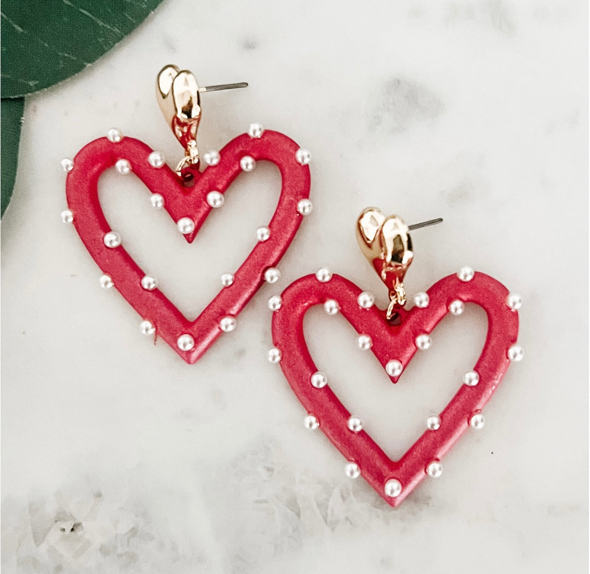 Chunky Red Heart Earrings