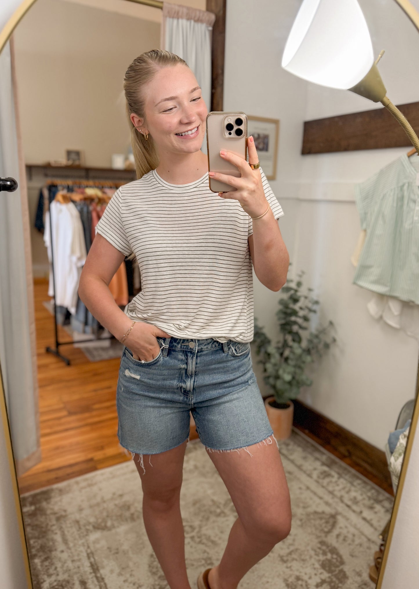 High Rise Relaxed Denim Shorts - Medium Wash