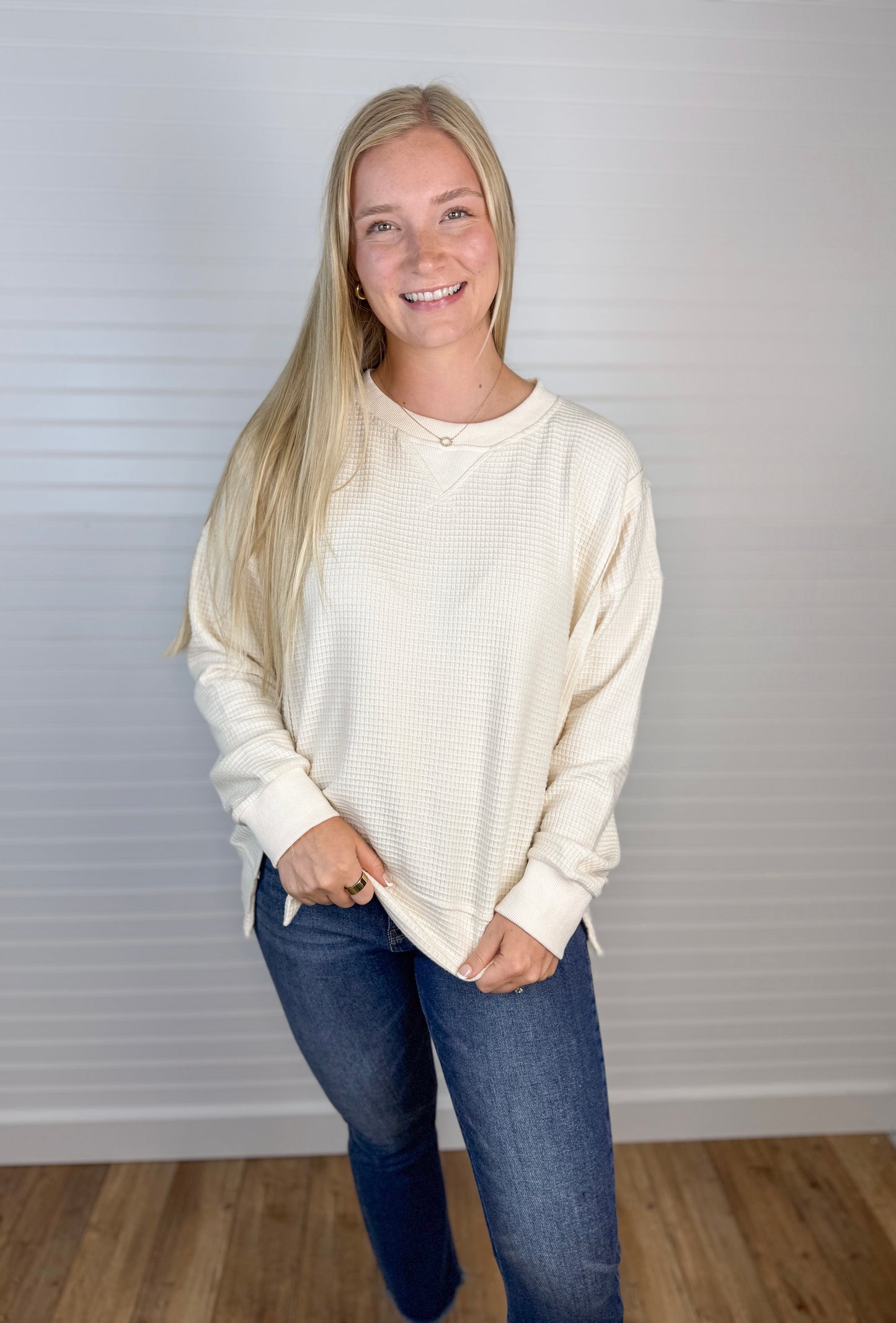 Thermal Crewneck Pullover - Cream