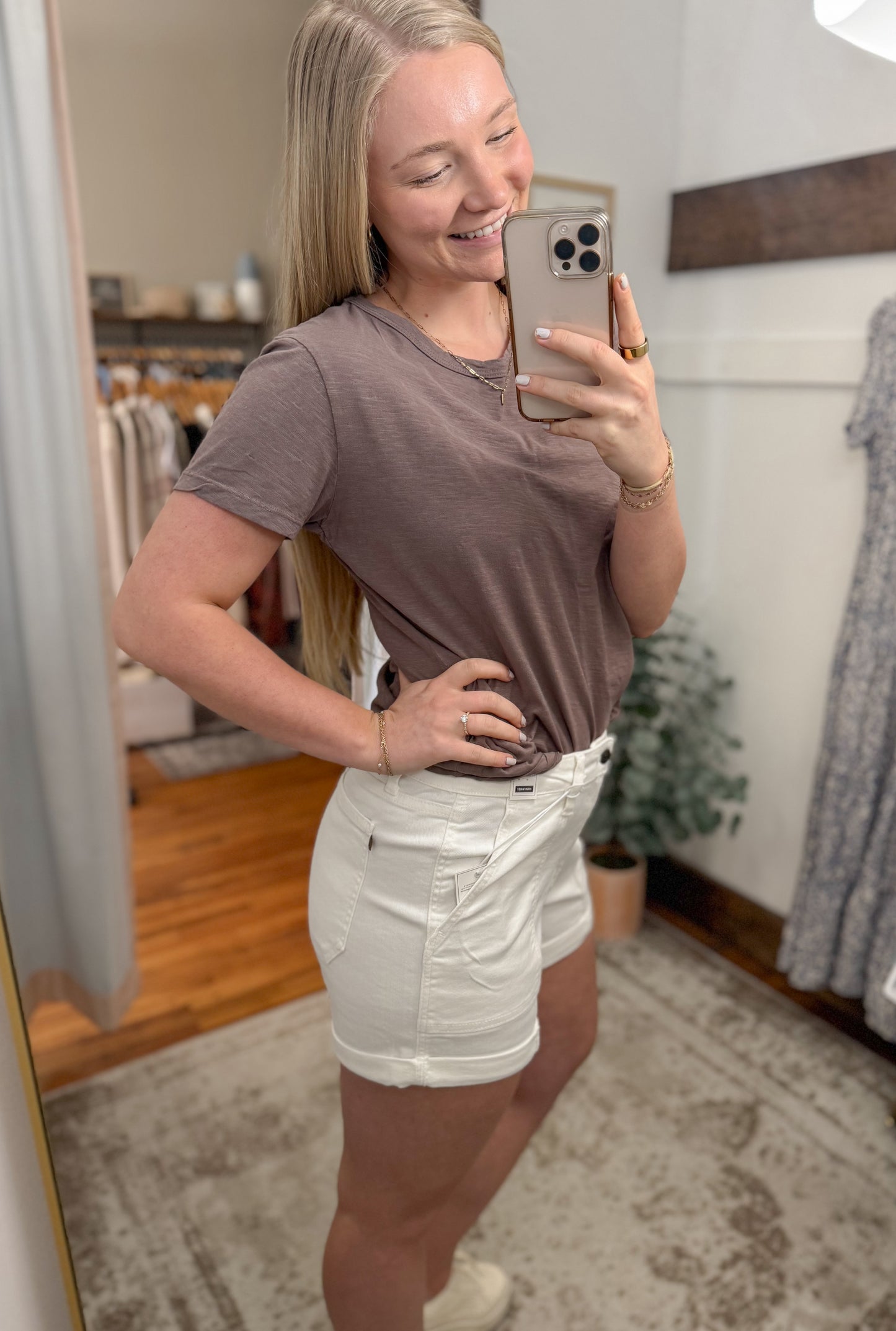High Waist Weekender Denim Shorts - White