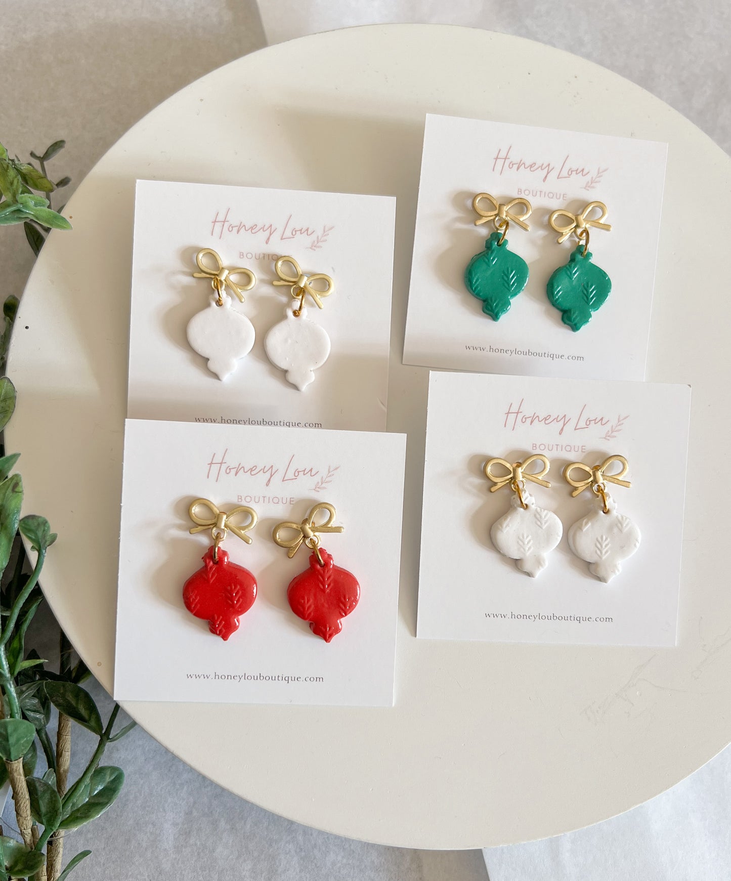 Ornament Bow Clay Earrings (3 colors)