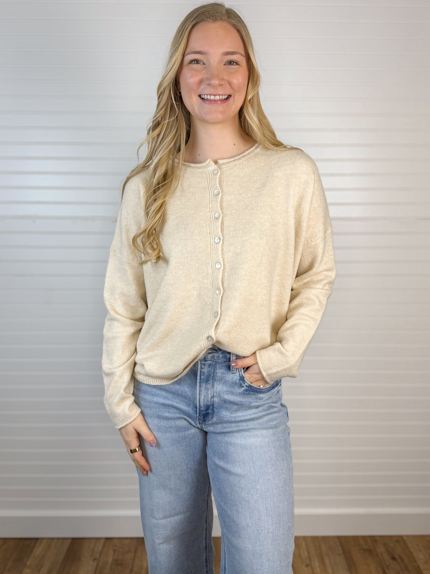 Button Down Cardigan - Oatmeal