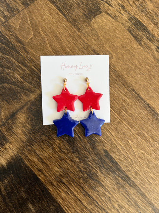 Double Star America Clay Earrings