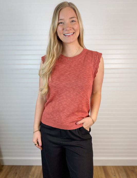 Crochet Ruffle Cap Sleeve Top - Poppy