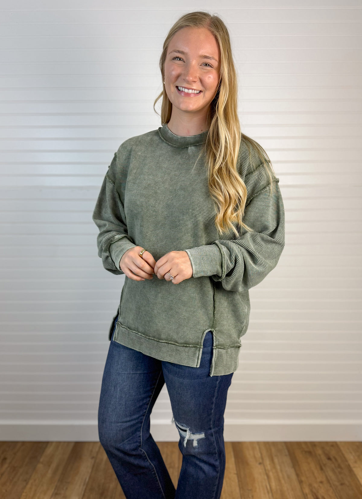 Acid Washed Exposed Seam Pullover (3 colors)