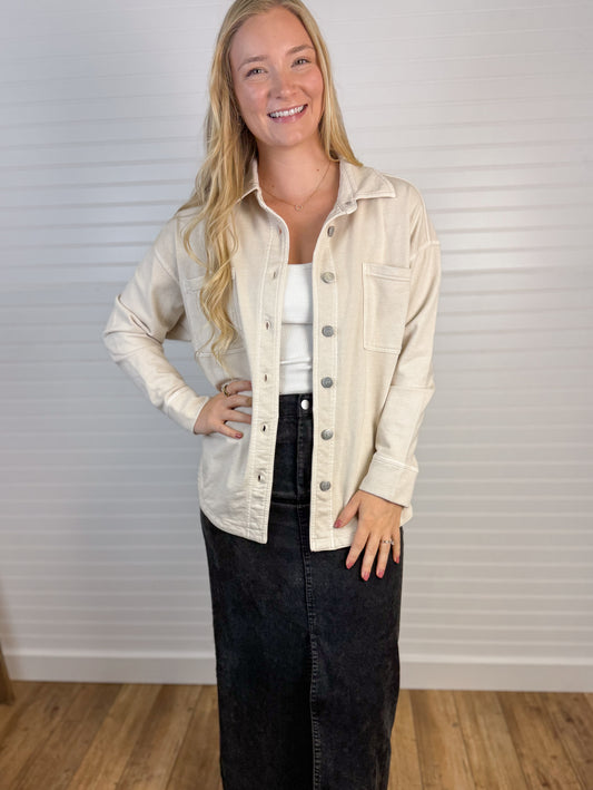 Garment Dyed Cotton Shacket - (3 colors)