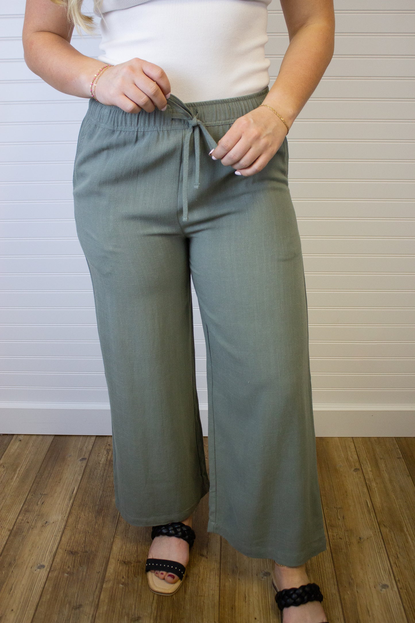 Linen Blend Crop Wide Leg Pants (2 colors)