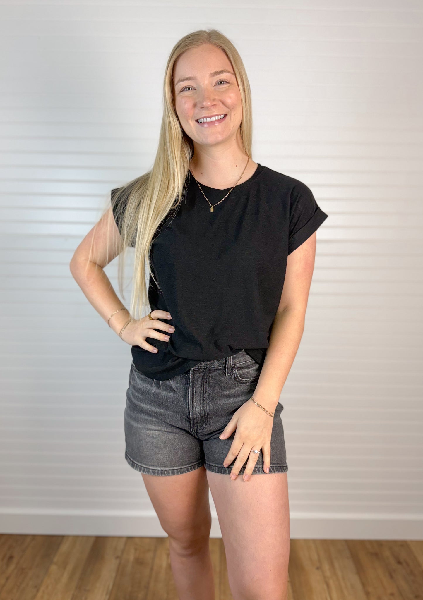Slub Cuffed Tee (2 colors)