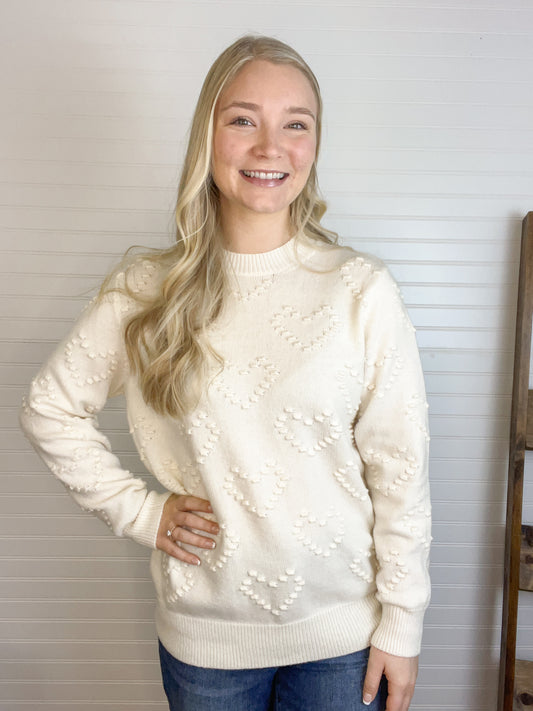 Knit Heart Detail Sweater - Ivory