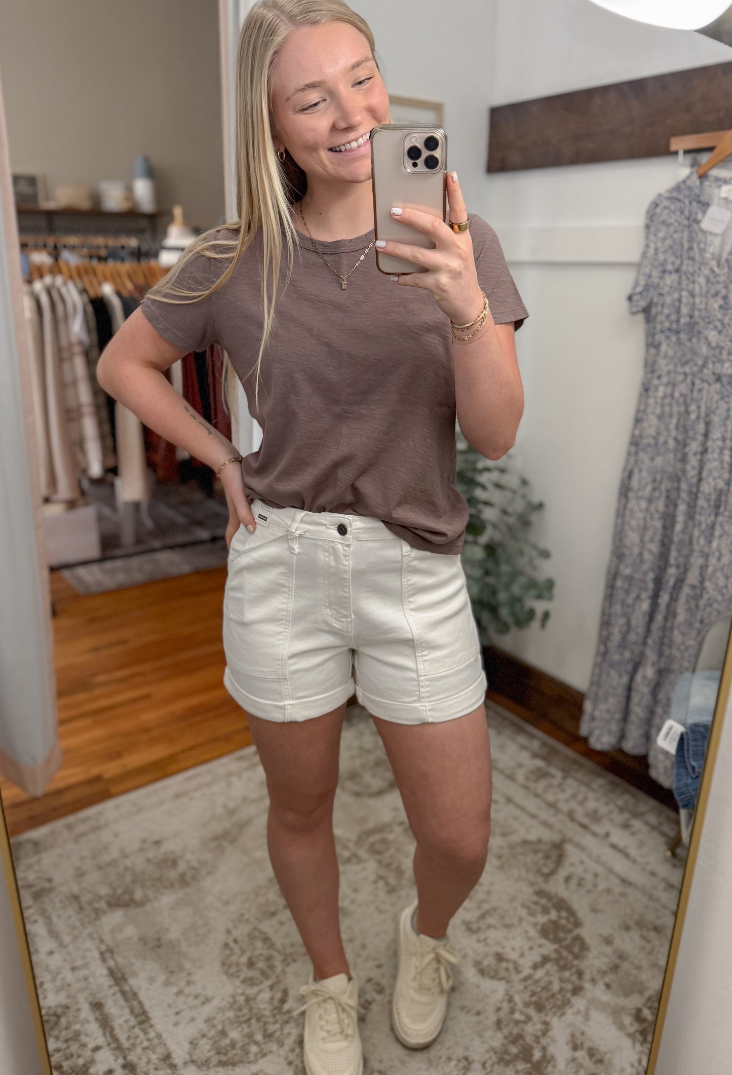 High Waist Weekender Denim Shorts - White
