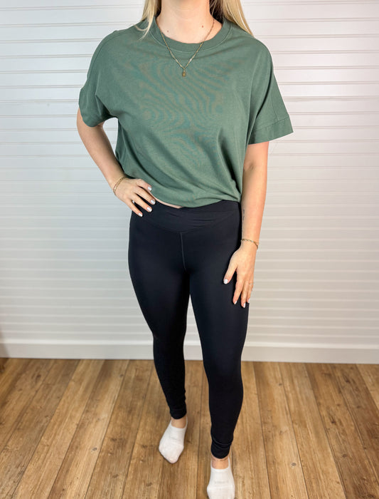 Cloud Crossover Waist Leggings - Black