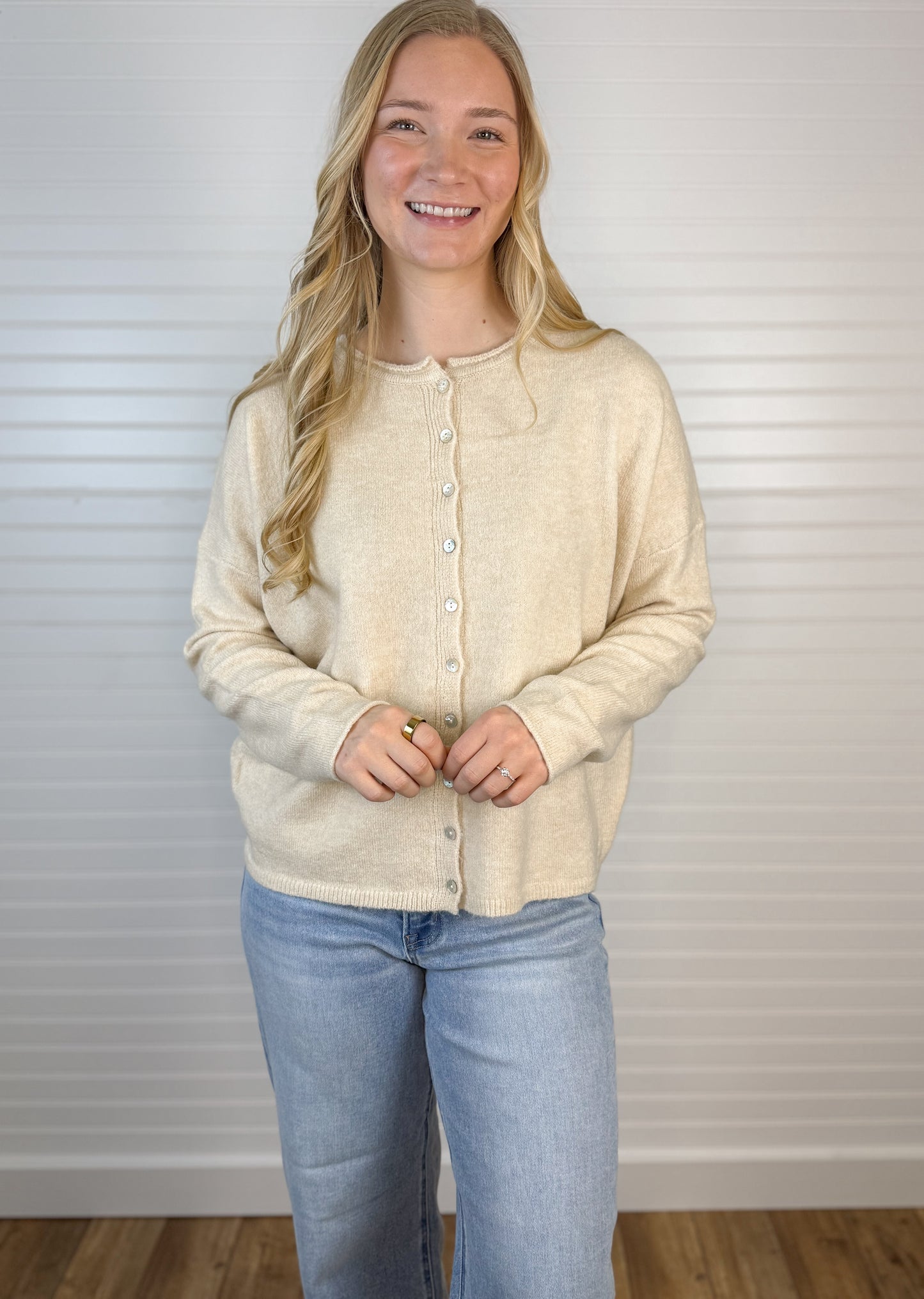 Button Down Cardigan - Oatmeal