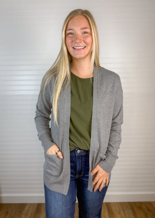 Lightweight Basic Cardigan - Grey