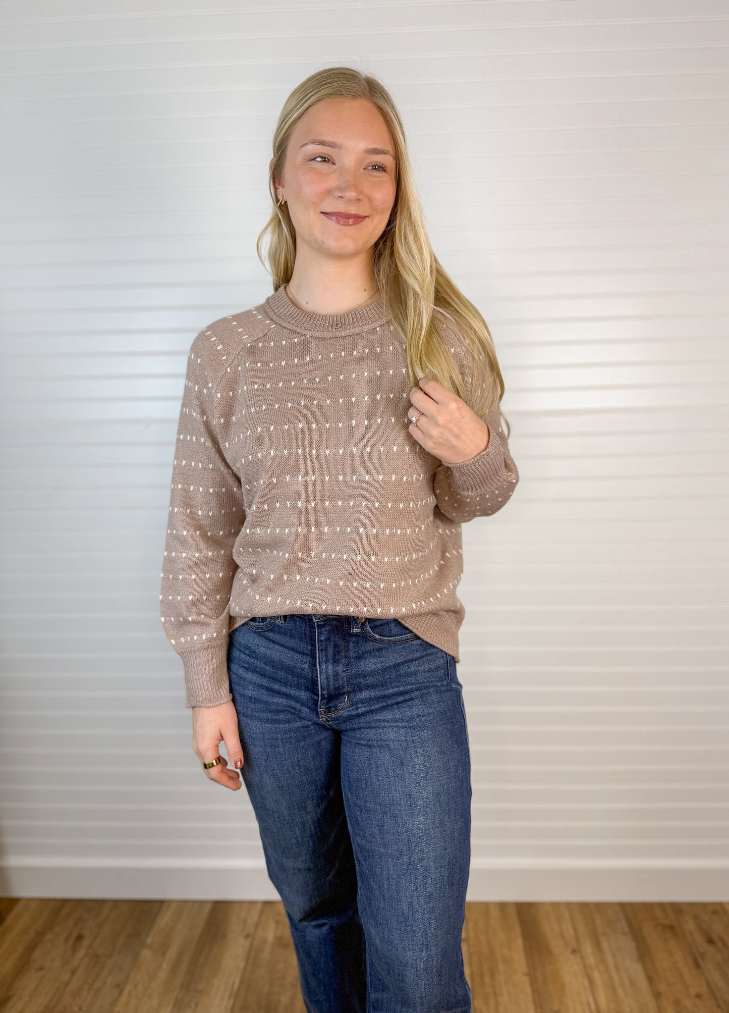 Dotted Striped Sweater - Taupe