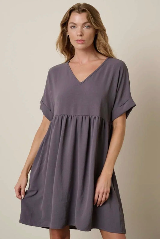 Airflow V-Neck Dress - Lilac Gray