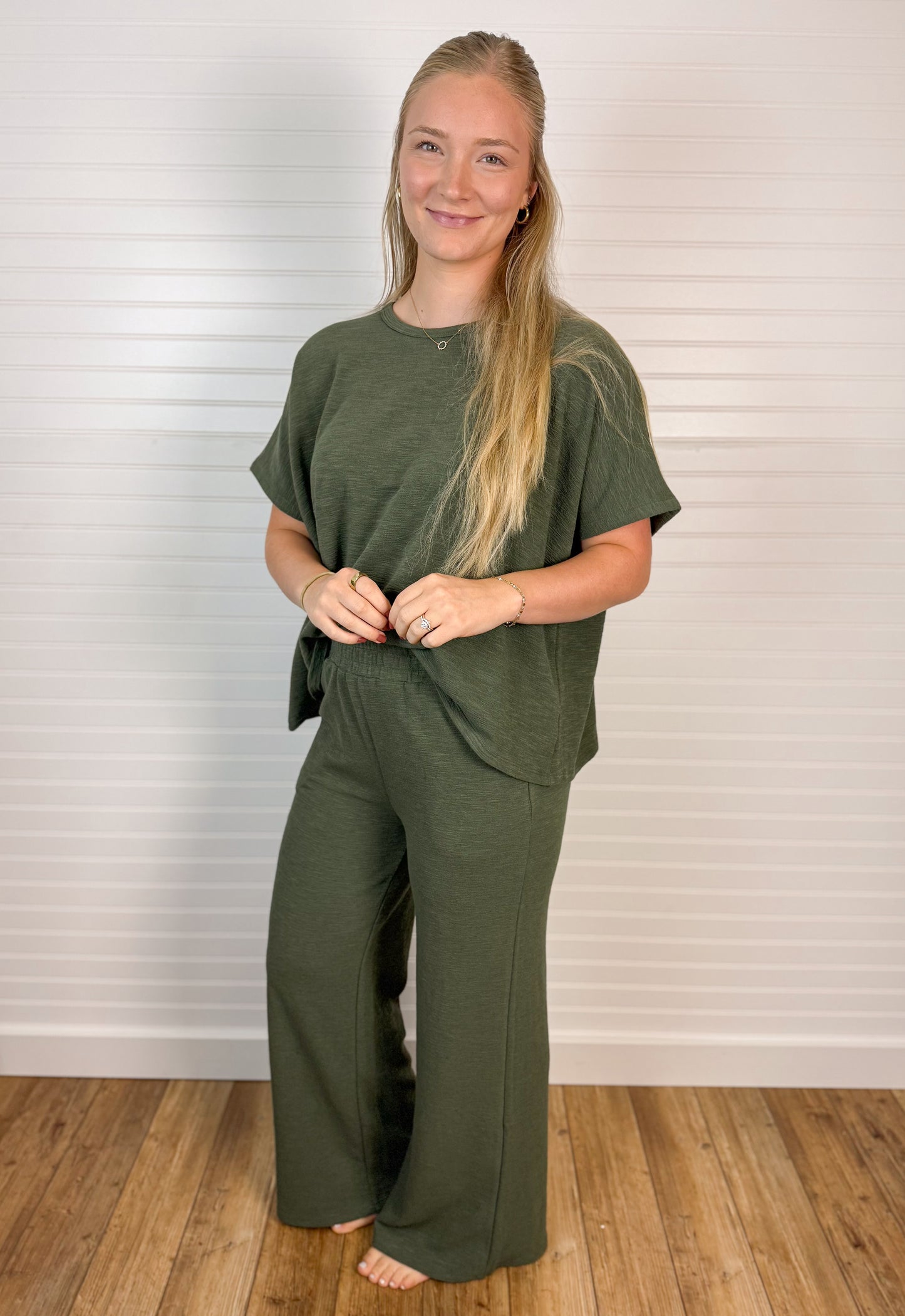 Cotton Blend Slub Top & Pant Set (2 colors)