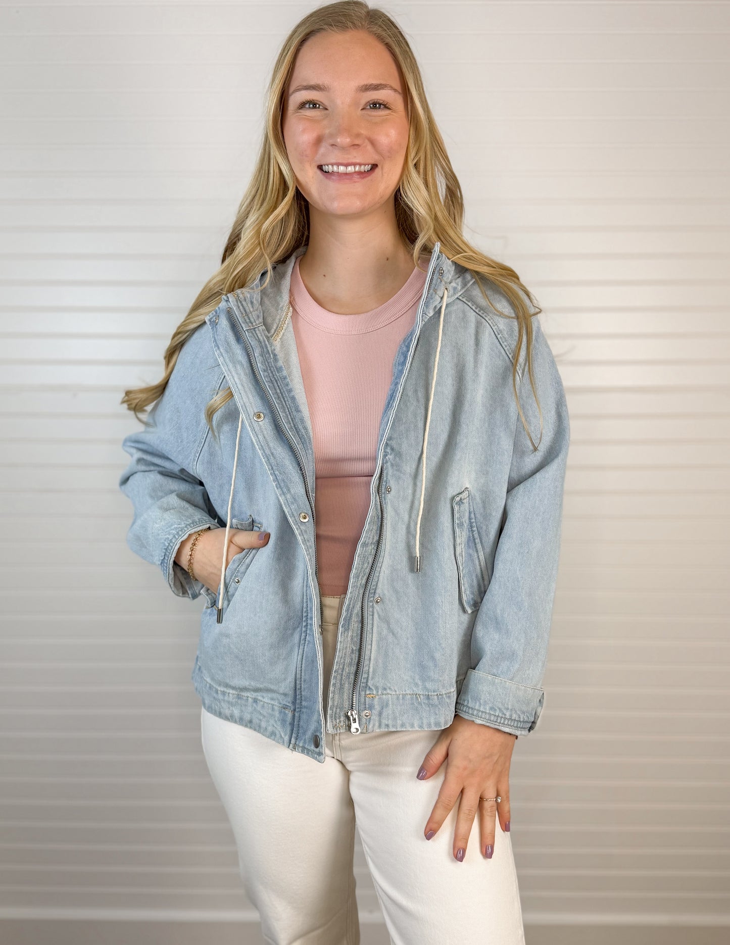 Relaxed Denim Hooded Jacket