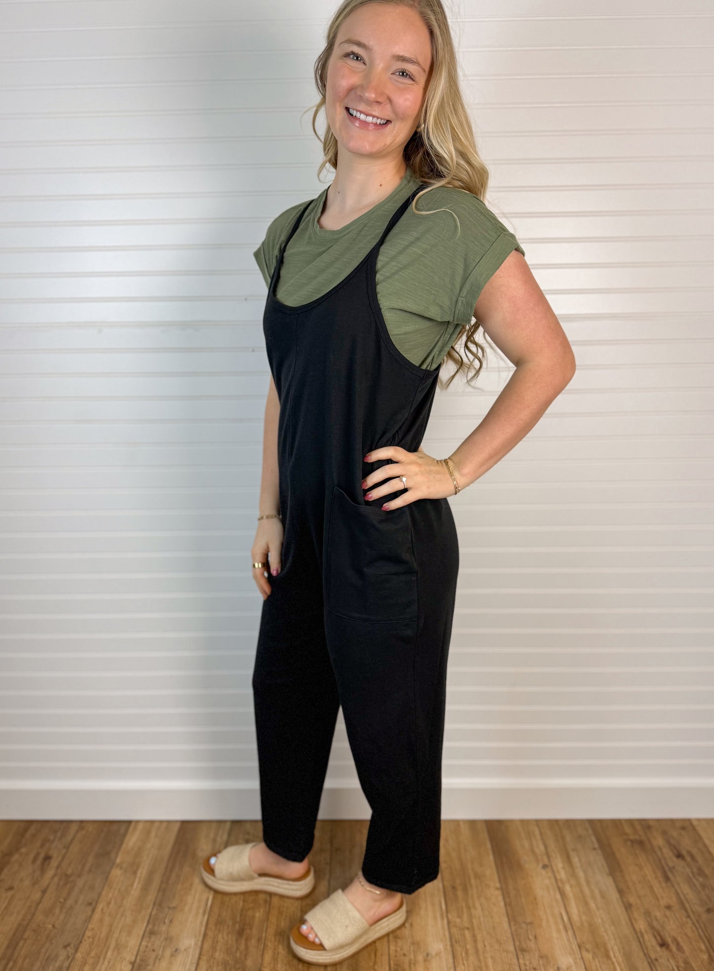 Pocketed Casual Jumpsuit - Black