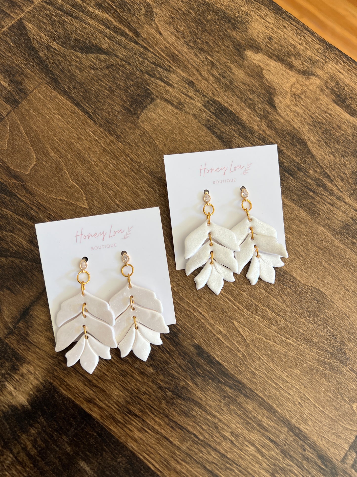 Tiered Clay Earrings - Shimmery White