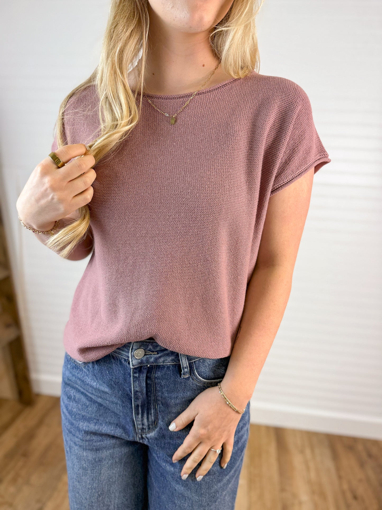 Relaxed Fit Short Sleeve Sweater (2 colors)